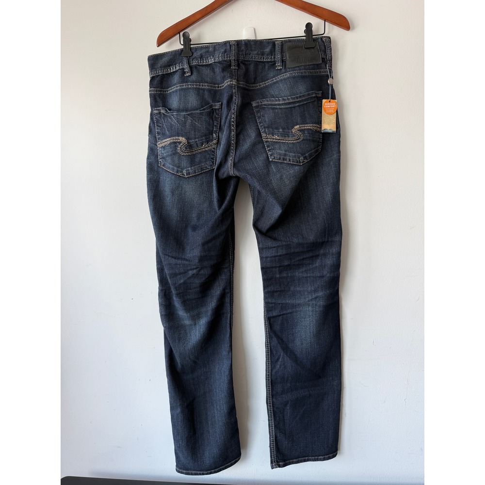 Silver Jeans Co Allan Classic Fit Straight Leg Dark Wash Jeans 32x32 New NWT - Picture 2 of 15